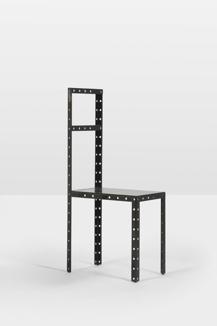 Robert Wilson (born 1941) Chair - 'Hamlet Machine' Model - Edition limited: Robert Wilson (born 1941)Chair - 'Hamlet Machine' Model - Edition limitedPerforated welded angle and sheet metal seatof weathered steelSigned and numbered 19 on the seatXO EditionModel created in 1986