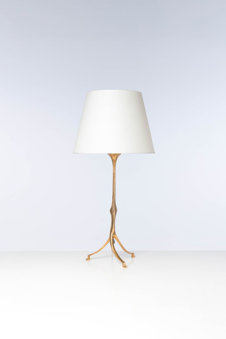 Felix Agostini (1910-1980) 'Spirale' lamp: Felix Agostini (1910-1980)'Spirale' lampBronze and fabricModel created circa 1959Lamp foot: H 54×L 25×W 27cmLampshade: H 28×Ø44cmTotal height: H 84 cm