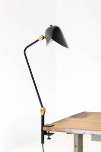 Serge Mouille (1922-1988) Desk lamp, "Agrafe": Serge Mouille (1922-1988)Desk lamp, "Agrafe"Lacquered steel and brassModel created in 1957H 63×L 30×W 26cm Bibliography: P.E. Pralus, ‘Serge Mouille, Unclassique français’, Ed. du Mont Thou, 20
