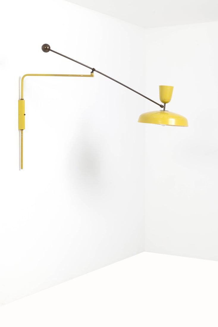 Pierre Guariche (1926-1995) Sconce - Model G1 Lacquered metal and brass: Sconce - Model G1 Lacquered metal and brass Edited by Pierre Disderot Model created in 1951 H 85 × L 166 × Ø 45 cm Bibliography: - D. Jacob, L. Blaisse, A. Jeauneau, "Pierre Guariche", Norma,