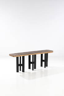 Ado Chale (1928-2025) Console volcanique Cast bronze and lacquered steel Signed 'Ado Chale' on the: Ado Chale (1928-2025)Console volcaniqueCast bronze and lacquered steelSigned 'Ado Chale' on the crossbarCreated in 2022H 70 x W 197 x D 45 cmProvenance: acquired directly from the artistBibliography: