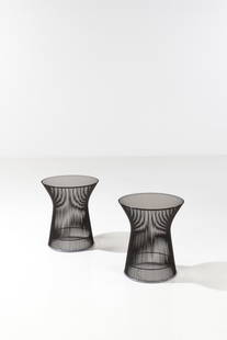 Warren Platner (1919- 2006) Pair of pedestal tables Lacquered metal and glass Knoll International: Warren Platner (1919- 2006)Pair of pedestal tablesLacquered metal and glassKnoll International EditionModel created circa 1966Contemporary editionH 47 x O 40 cm
