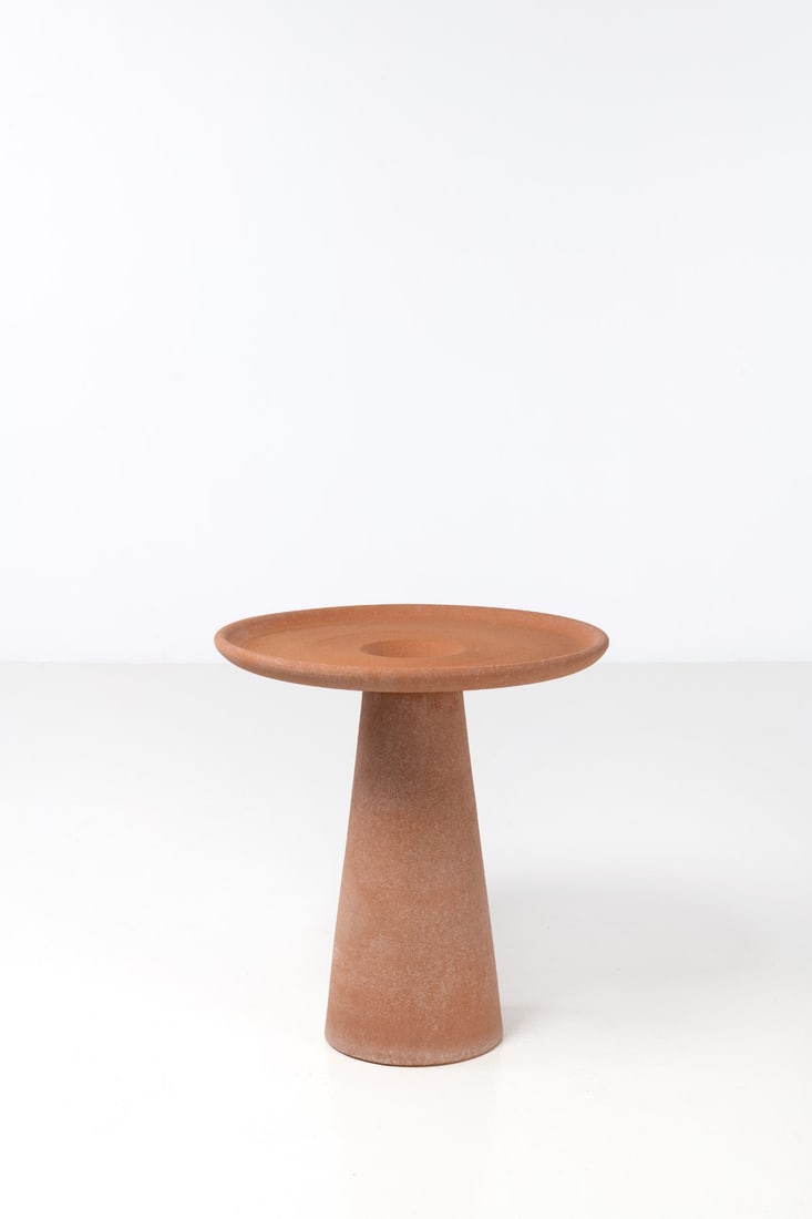 Jasper Morrison (born 1959) Bird Terracotta table Bears the designer and manufacturer's stamps twice: Jasper Morrison (born 1959)BirdTerracotta tableBears the designer and manufacturer's stamps twice (on the tabletop and on the foot)Edition of 9 + 2 H.C. proofsModel created in 199159 x 54 cm