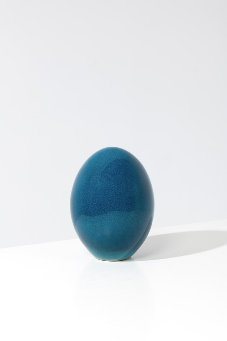 Pol Chambost (1906-1983) 'Egg' sculpture: Pol Chambost (1906-1983)'Egg' sculptureGlazed ceramicIncised signature 'Pol Chambost' and dated '26-2- 75' on the undersideModel created in 1975H 23 × Ø 16cmBibliography: 'Pol Chambost, Sculpteur-c�