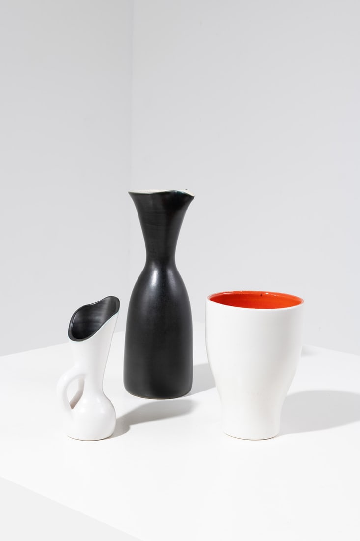 Pol Chambost (1906-1983) Set of three ceramics models '853', '898A' and '1064': Pol Chambost (1906-1983)Set of three ceramics models '853', '898A' and '1064' Glazed ceramicIncised signatures 'Poterie Pol Chambost, Made in France' and numbered on the reverseModels created around 1