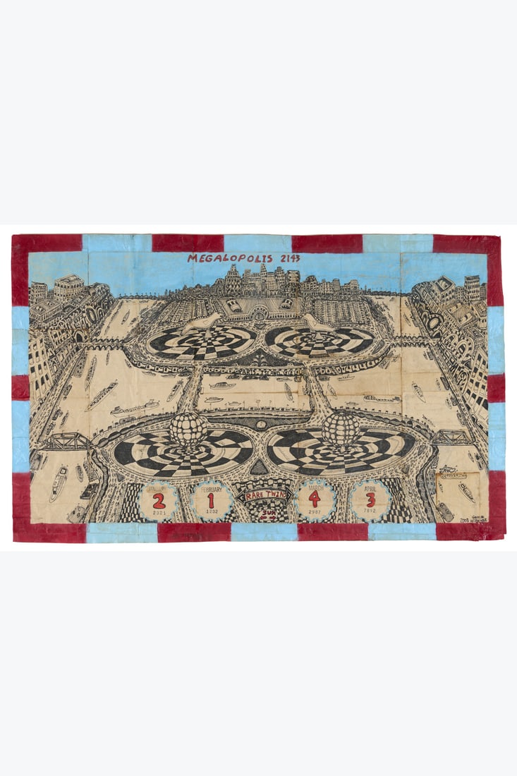 George Widener (né en 1962) Megalopolis 2143, 2008 Oil, gouache, and India ink on cut paper: George Widener (né en 1962)Megalopolis 2143, 2008Oil, gouache, and India ink on cut paperSigned and dated lower rightTitled at top center44×70cmProvenance- Andrew Edlin Gallery, New York- Ac