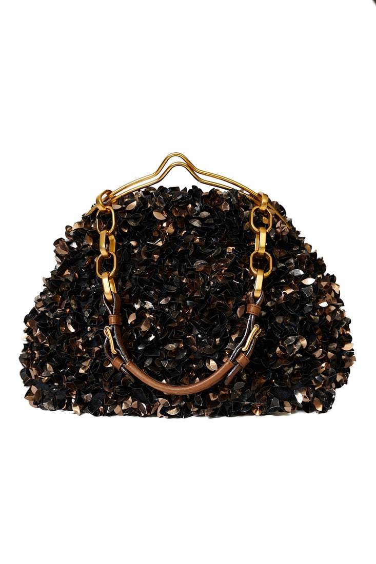 Marni Black and brown sequined leather bag: MarniBlack and brown sequined leather bagHandle for shoulder carrying40×35× 17 cm