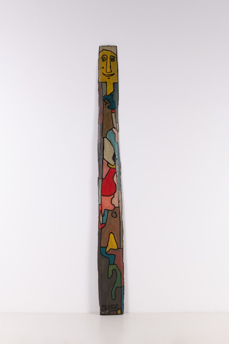Gaston Chaissac (1910-1964) Totem, circa 1962: Gaston Chaissac (1910-1964)Totem, circa 1962Oil on woodSigned lower centreAnnotated in pencil on the reverse232×23× 1.6 cmProvenance: Private collection, ItalyA certificate of authenticity f