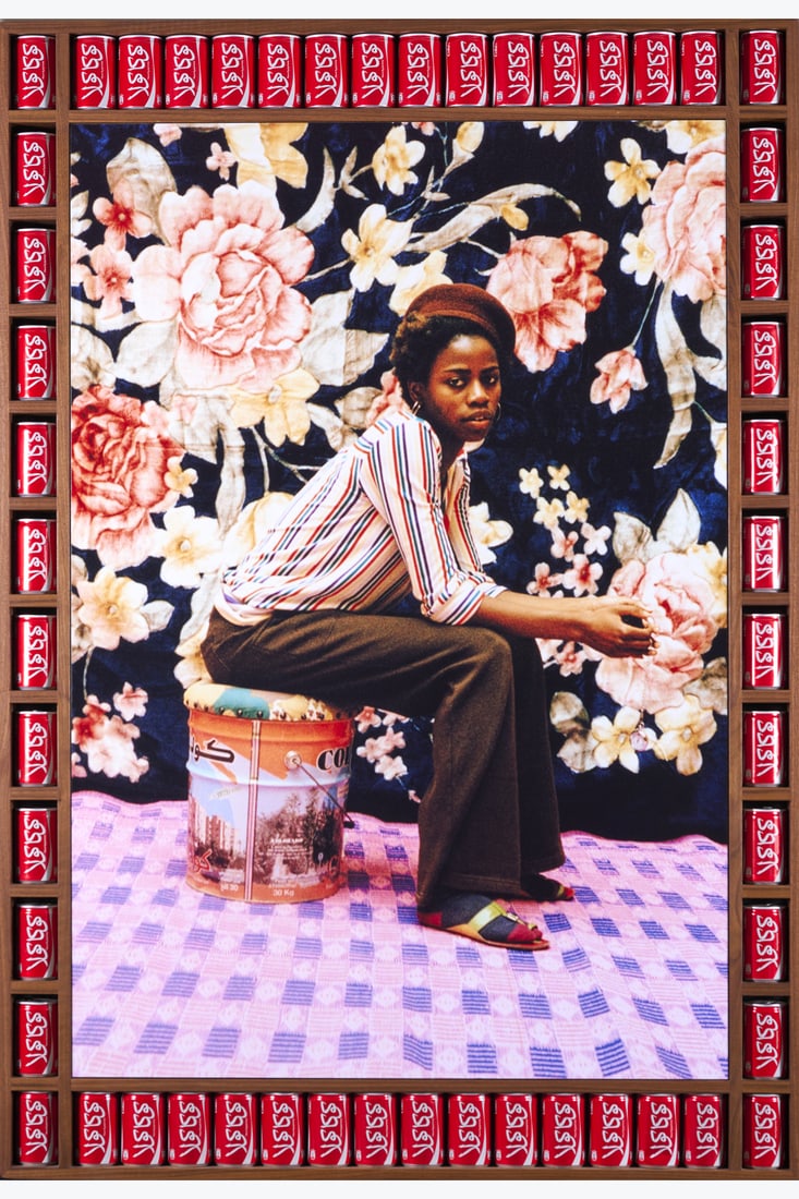 Hassan Hajjaj (born in 1961) Dupe, 2006: Hassan Hajjaj (born in 1961)Dupe, 2006Digital C-Print on Fuji paper Crystal Archive and Coca-Cola cans in a wooden frameSigned, dated, titled and numbered twice on the back: "2/7"Edition of 7 copies93