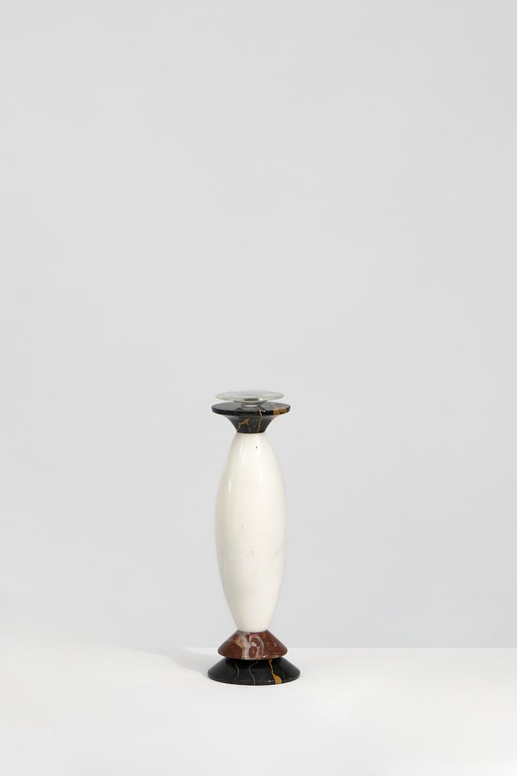 Matteo Thun (born in 1952) Single-stem vase – ‘Matteo Piccolo’ model Prototype: Matteo Thun (born in 1952)Single-stem vase – ‘Matteo Piccolo’ modelPrototypeCarrara, Nero Portoro, and Rosso Francia marbles, and glassEdition Up & UpModel created in 1986H 20 ×