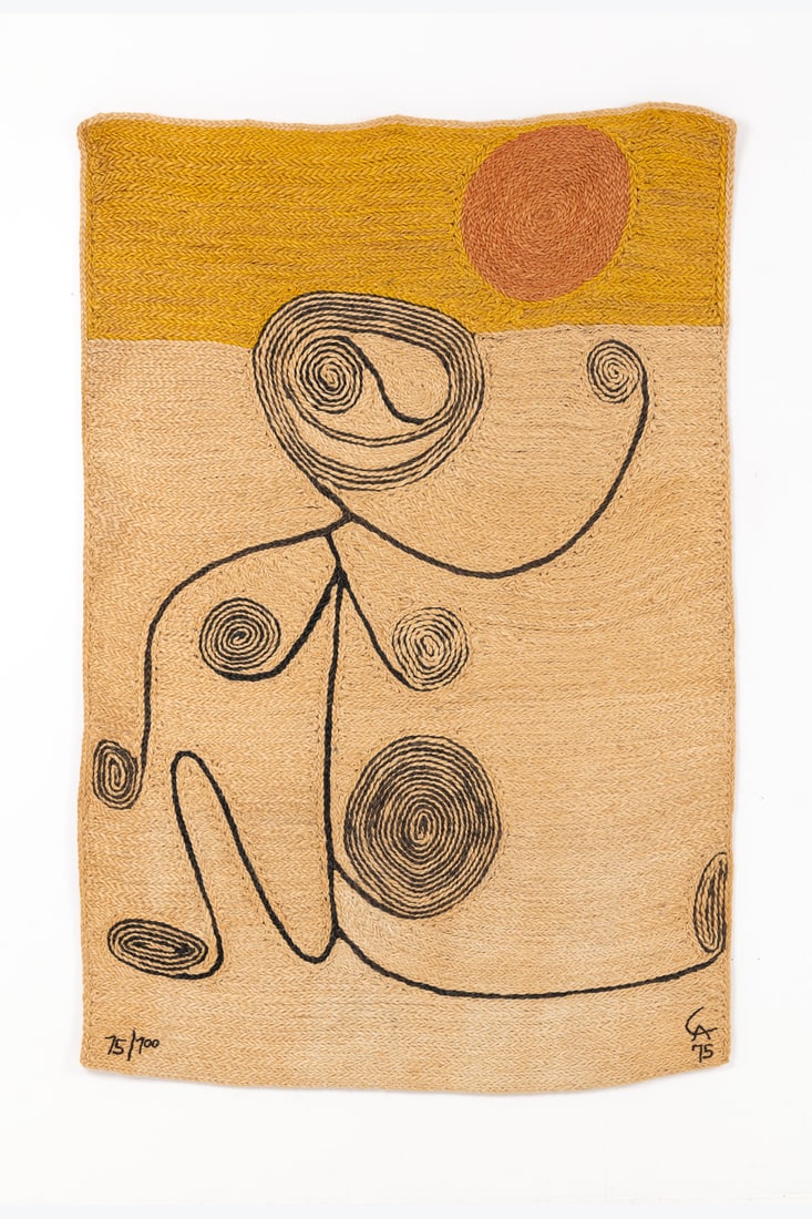 x Alexander Calder (1898-1976), after Tapestry - 'Doll' model: x Alexander Calder (1898-1976), afterTapestry - 'Doll' modelNo. 75/100BurlapLimited editionSigned, dated and numbered 'CA 75 No. 75/100' Label on the backModel created in 1975208 x 145 cm