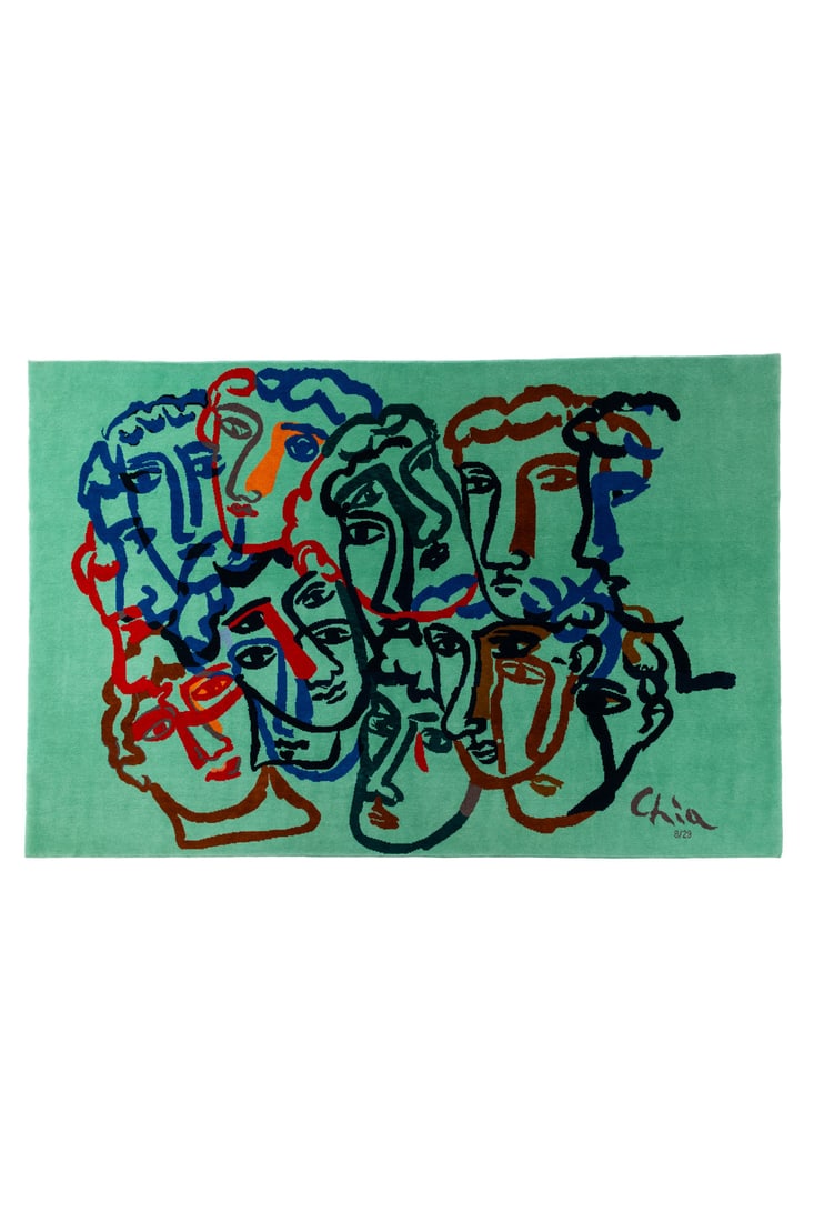 xx Sandro Chia (born in 1946)  Faces Rug Wool, mohair and cotton Signed and numbered "8/29" in the (1 of 1)