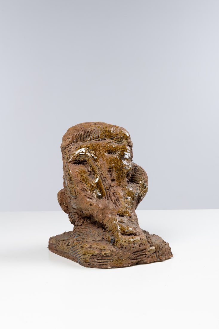 James Brown (1951-2020) Head Chamotte clay, glazed Unique piece Model created in 1987 H 34×W: James Brown (1951-2020)HeadChamotte clay, glazed Unique pieceModel created in 1987 H 34×W 23×D 29cm