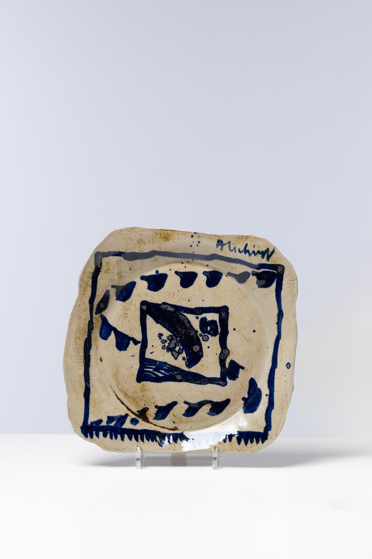 Pierre Alechinsky (born in 1927) Untitled, 1982 Plate Partially glazed ceramic Signed upper left: Pierre Alechinsky (born in 1927) Untitled, 1982PlatePartially glazed ceramicSigned upper leftDate and annotation engraved on the reverseH 28×W 27.5cmProvenance: Galerie Maeght Lelong, Paris, 1986