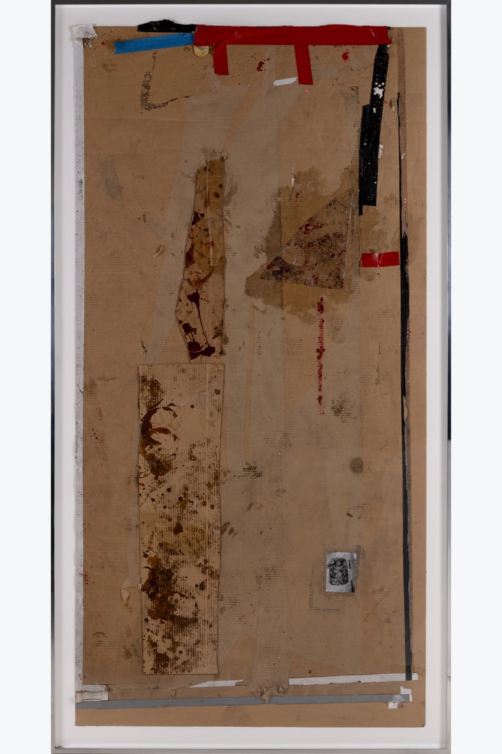 Sterling Ruby (born in 1972) EXHM/DS4, 2011: Sterling Ruby (born in 1972)EXHM/DS4, 2011Mixed media and collage on cardboardDated, titled, and annotated on the back on a label from Sterling Ruby Studio244 x 122 cmProvenance :- Xavier Hufkens Gall