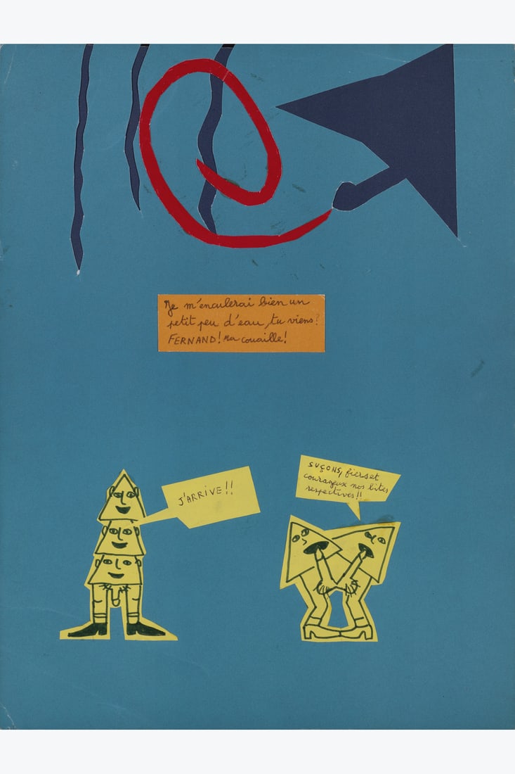 Robert Combas (born in 1957) Fernand ma couaille !, 1981: Robert Combas (born in 1957)Fernand ma couaille !, 1981Collage, felt-tip pen, and ballpoint pen on paperSigned, dated, and titled on the back 38 x 28 cmProvenance:Yvon Lambert Gallery, ParisPrivate co