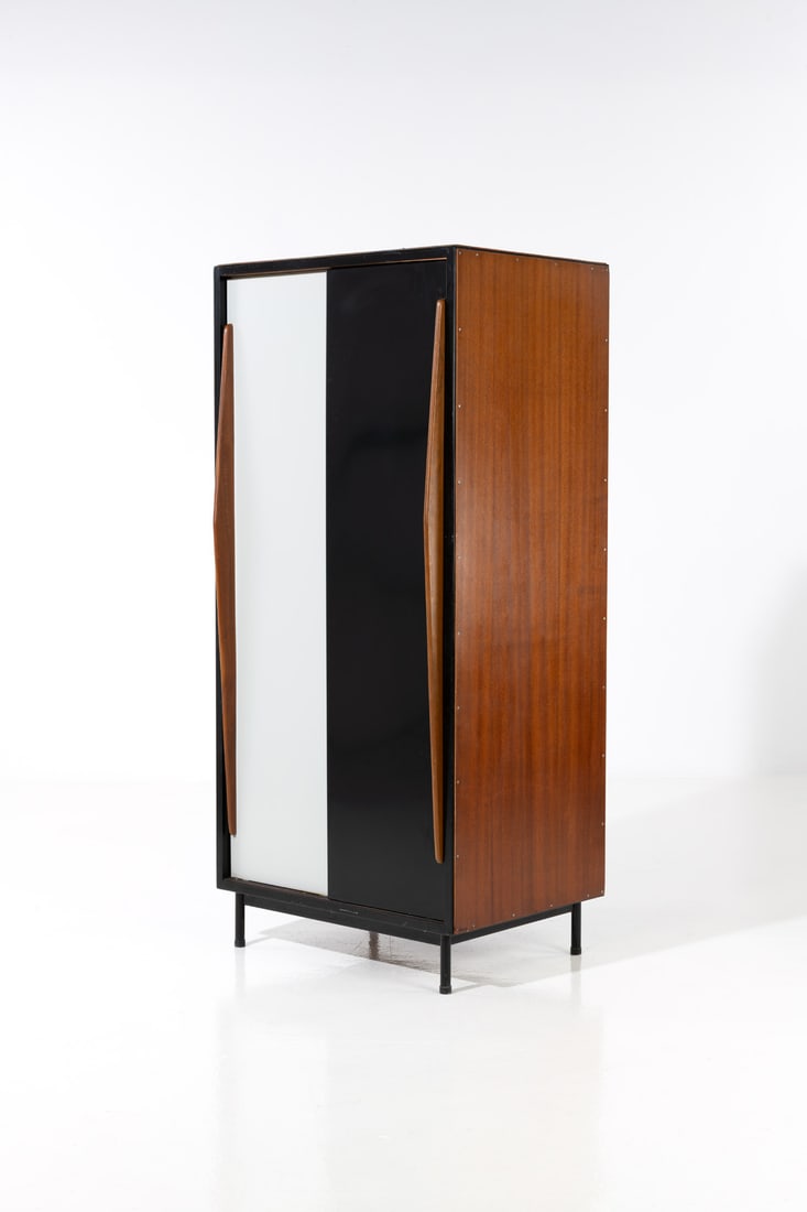 Willy van der Meeren (1923-2002) Wardrobe Plywood and lacquered metal Tubax Edition Model created in: Willy van der Meeren (1923-2002)WardrobePlywood and lacquered metalTubax EditionModel created in 1952H 175 × W 80 × D 60 cm