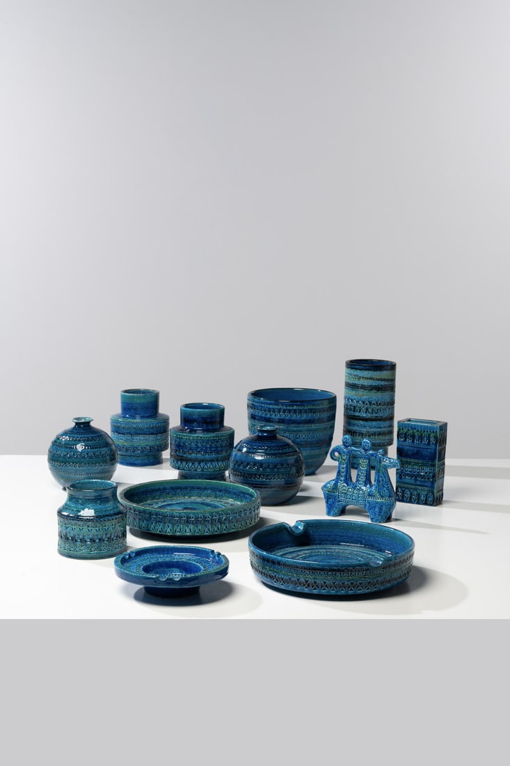 Aldo Londi (1911-2003) Twelve-piece set Rimini Blu Collection Glazed ceramic Bitossi edition Design (1 of 2)