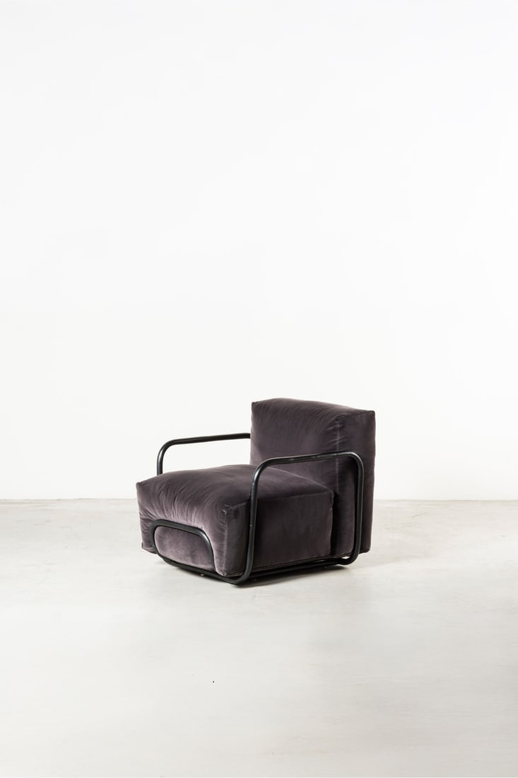 Massimiliano Locatelli (born 1967) Armchair Bent and polished rattan and velvet Designed in 2019 H (1 of 3)