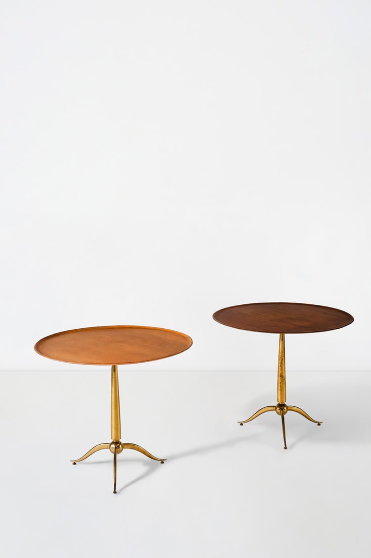 xx Osvaldo Borsani (1911-1985) Set of two side tables- Model 6893 Brass, pear tree wood and padauk (1 of 2)