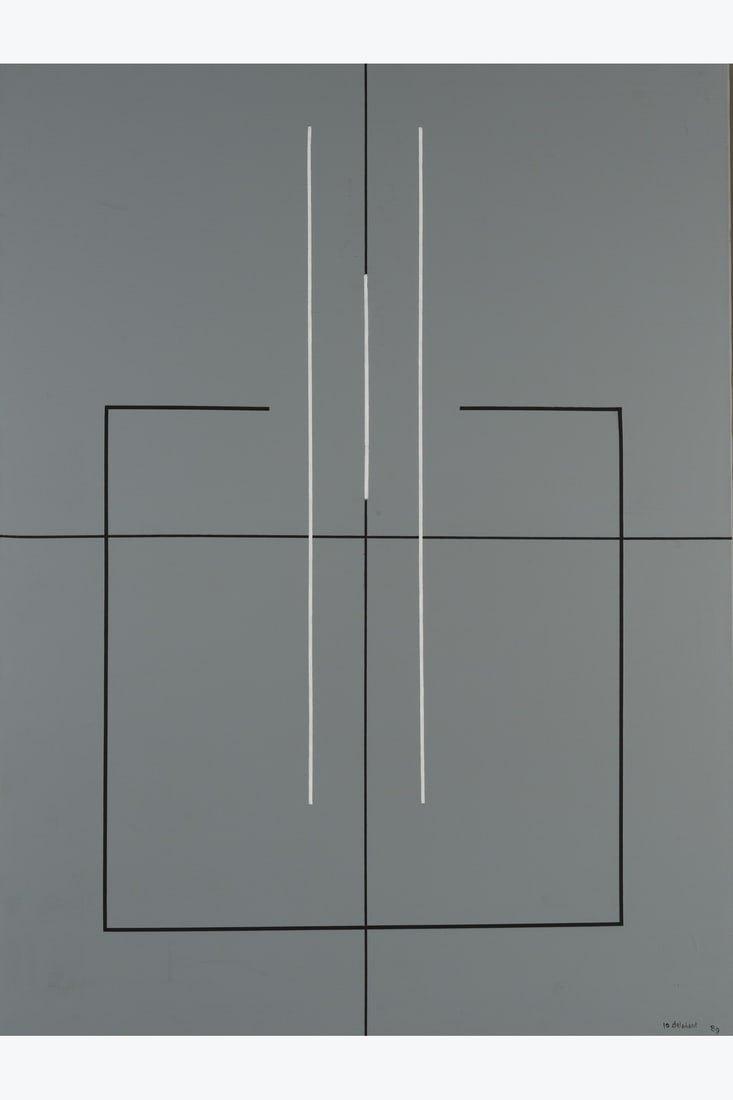 Jo Delahaut (1911-1992) Symbolique n1, 1989: Jo Delahaut (1911-1992)Symbolique n1, 1989Oil on canvasSigned and dated lower rightCounter-signed, dated and titled on the reverse130 x 97 cmProvenance: Private collection