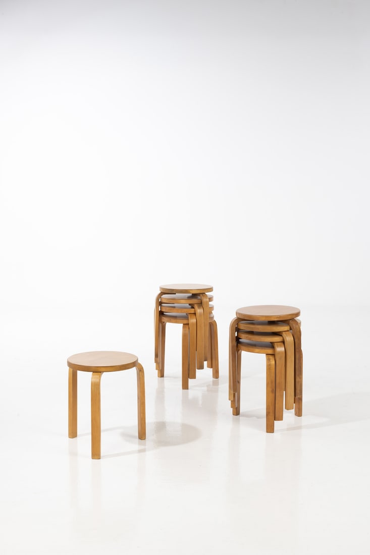 Alvar Aalto (1898-1976) Set of nine stools - Model no 60 (1 of 1)