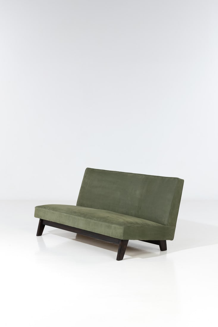 Pierre Jeanneret (1896-1967) & Le Corbusier (1887-1965) Sofa - Model LC/PJ-SI-39-A/B: Pierre Jeanneret (1896-1967)& Le Corbusier (1887-1965)Sofa - Model LC/PJ-SI-39-A/BTeak and leatherModel created in 1955H 70×L 154×W 74cmProvenance: High Court, Chandigarh, India.Bibliography