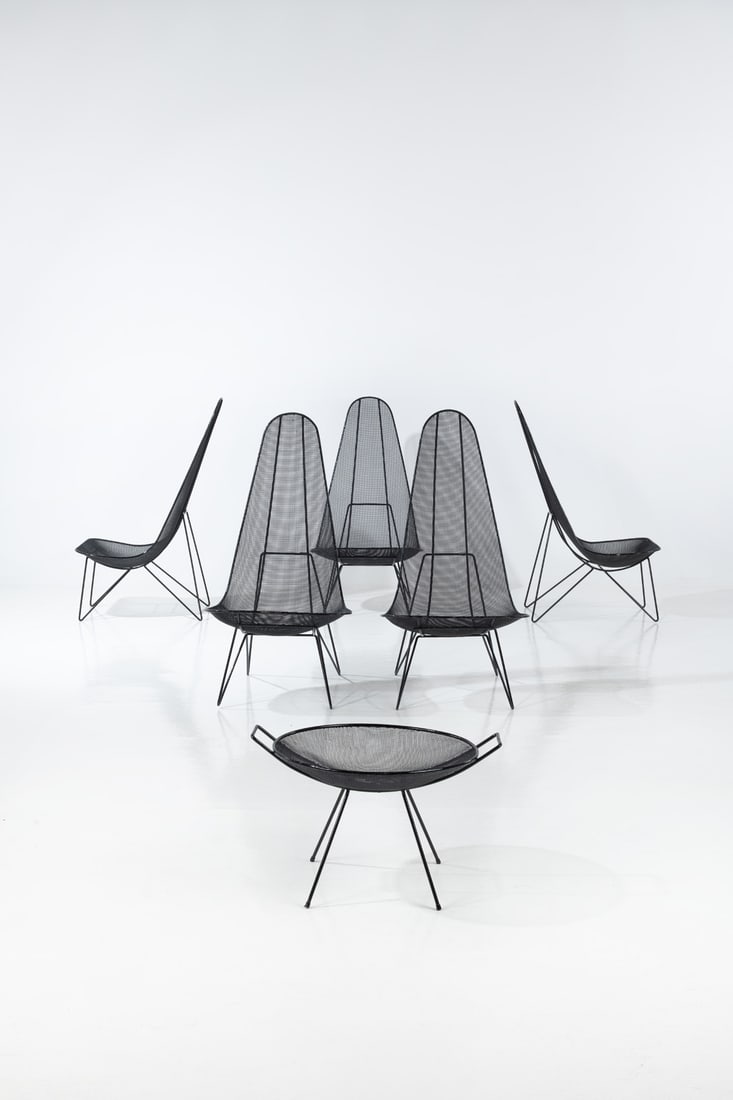 Sol Bloom (20th c.), in the manner of Set of five armchairs and a table (1 of 2)