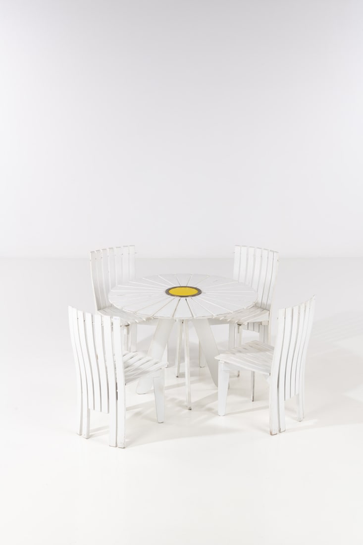 Alvar Aalto (1898-1976) & Aino Aalto (1894-1949) Table, model no 330, 'Sunflower' and four chairs (1 of 1)