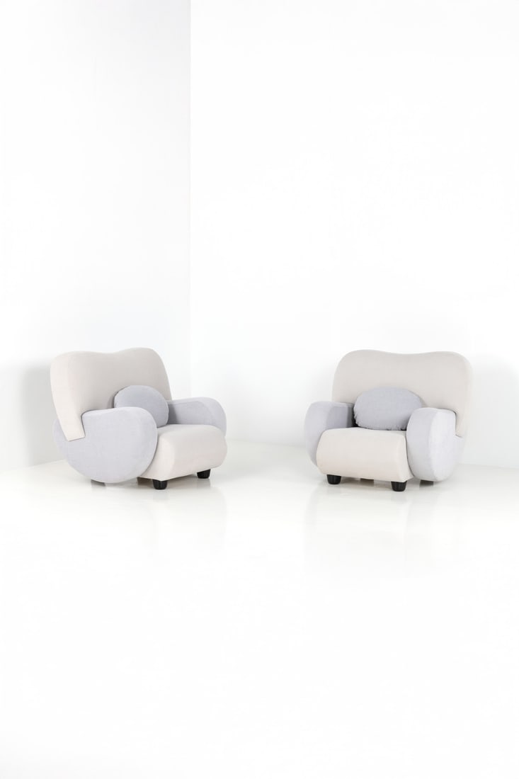 x Mattia Bonetti (born 1952) Pair of armchairs - "Lollipop"; model Special order Stained wood and (1 of 2)
