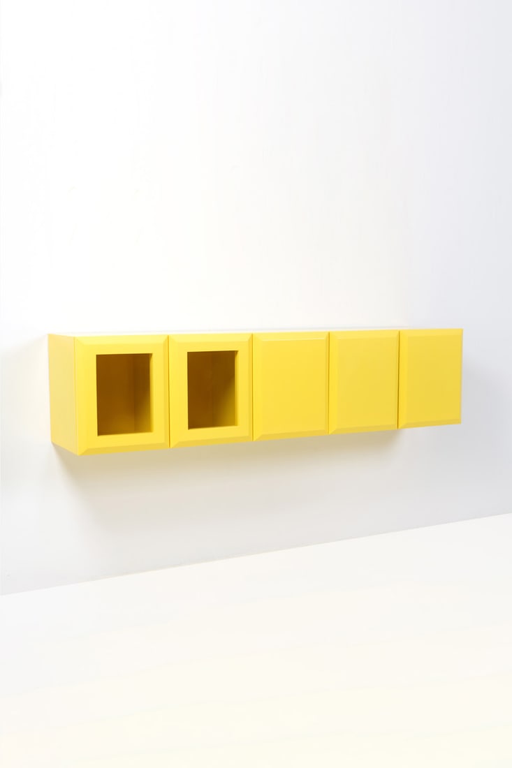 xx Elad Lassry (born 1977) Untitled (SP Yellow Cabinet), 2012 MDF, tempered glass, paint H 43 × (1 of 1)