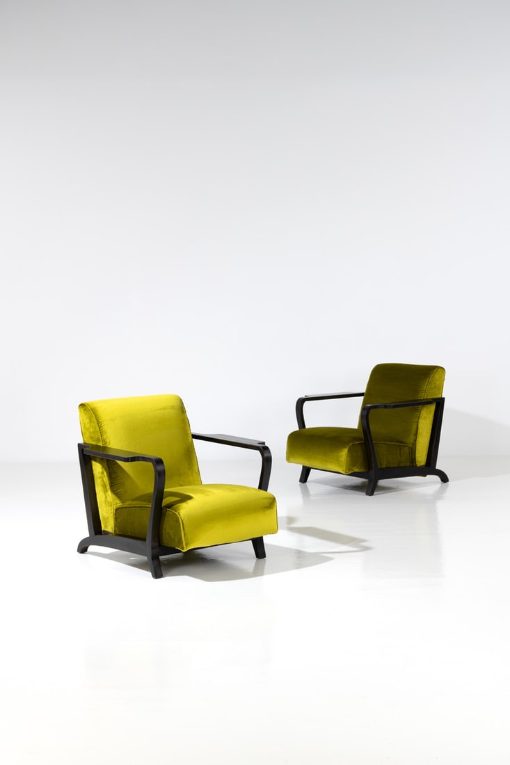 Gio Ponti (1891-1979) Pair of reclining armchairs - Unique pieces (1 of 2)