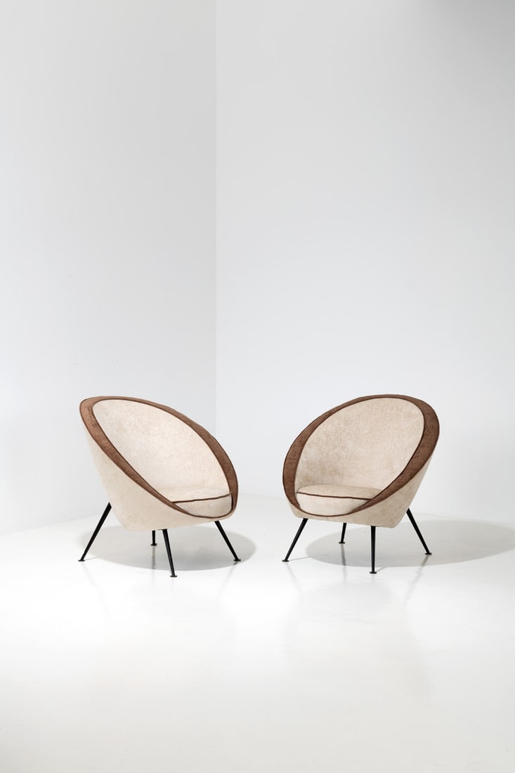 Ico Parisi (1916-1996) Pair of armchairs - Model 813, 'Uovo' (1 of 1)