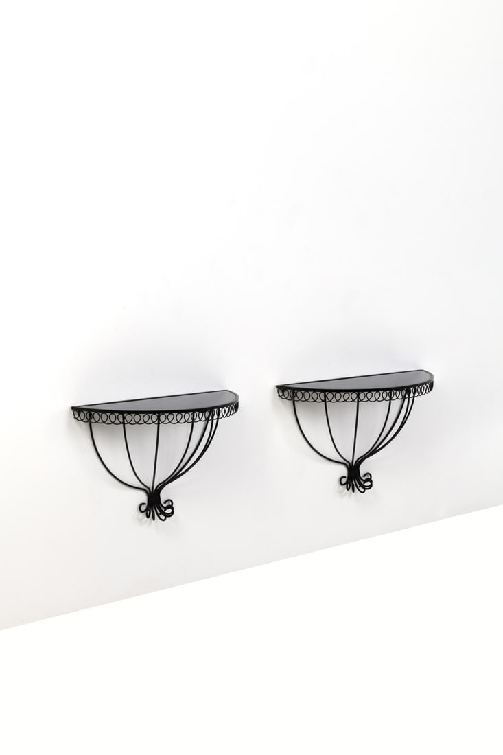 Mathieu Mategot (1910-2001) Pair of wall-mounted consoles, 'Cap d'Ail' model (1 of 2)