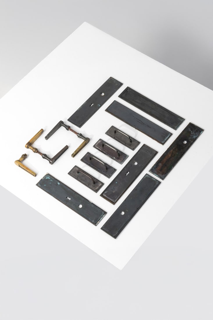 Jacques Quinet (1918-1992) Five lever handles, four pull handles and seven fixing plates (1 of 2)