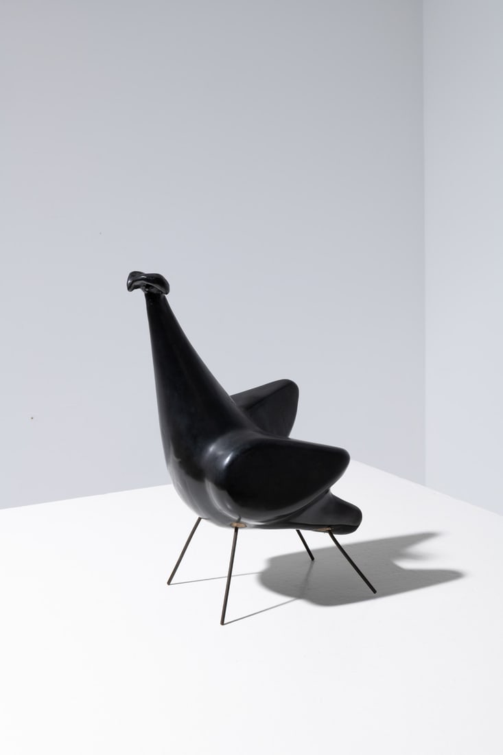 Georges Jouve (1910-1964) 'Poule, quatre pattes': Georges Jouve (1910-1964)'Poule, quatre pattes'Glazed ceramicIncised signature, 'Jouve' on the undersideModel created in 1951H 37,5 × L 17 × W 20,5 cmBibliography:- 'Georges Jouve', K.