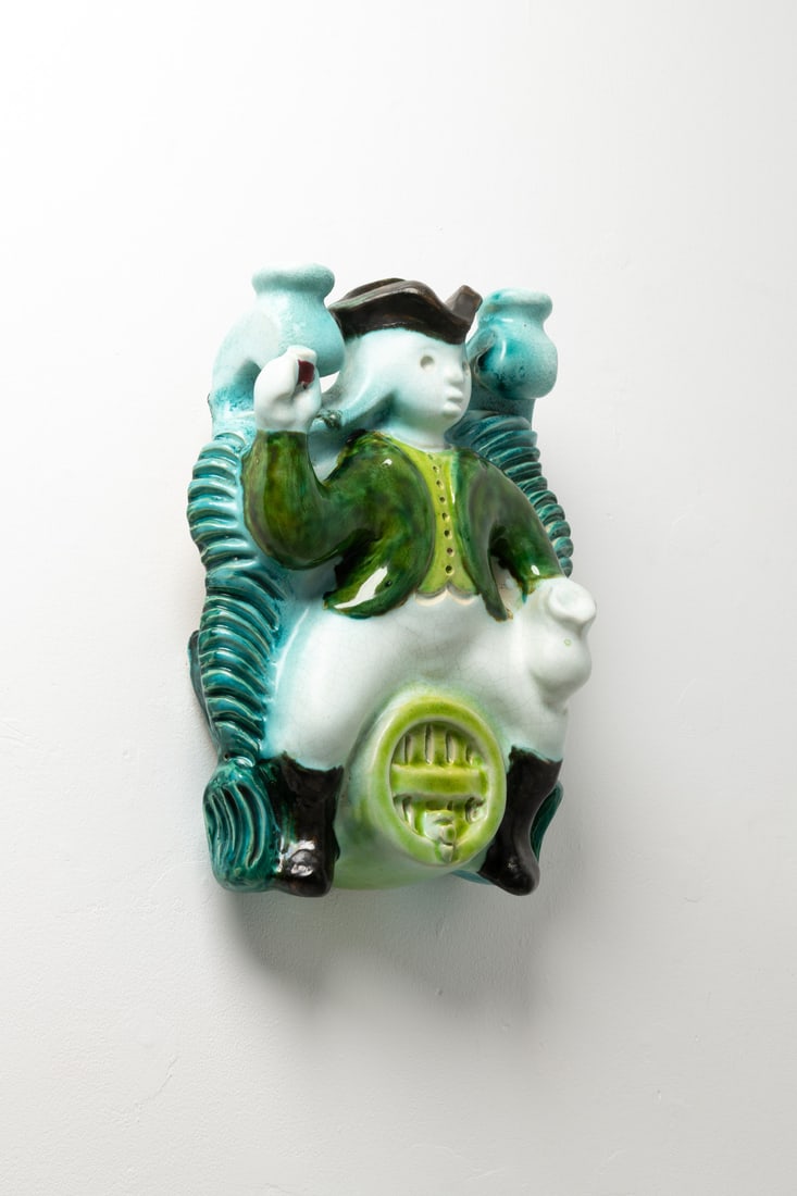 Georges Jouve (1910-1964) 'Matelot' wall-mounted candelabra: Georges Jouve (1910-1964)'Matelot' wall-mounted candelabraGlazed ceramicModel created circa 1950H 39 × L 30 × W 15 cm