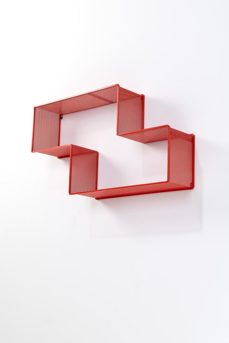 Mathieu Matégot (1910-2001) 'Dedal' shelf: Mathieu Matégot (1910-2001)'Dedal' shelfLacquered and perforated sheet metal (rigitulle)Model created circa 1952H 50 × L 89,5 × W 19 cmBibliography:- 'Mathieu Matégot', P.