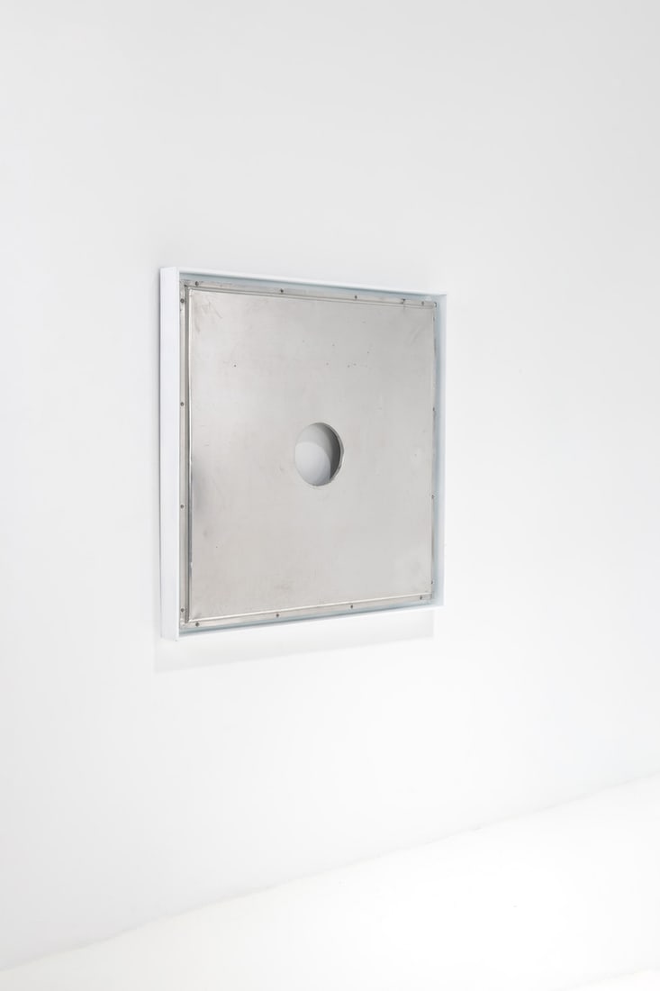 Jean Prouvé (1901-1984) 'Métropole' house ceiling element: Jean Prouvé (1901-1984)'Métropole' house ceiling elementFramed polished aluminum Manufactured by the Ateliers Jean ProuvéModel created circa 1950H 96 × L 96 × W 6,5 cmWith fra