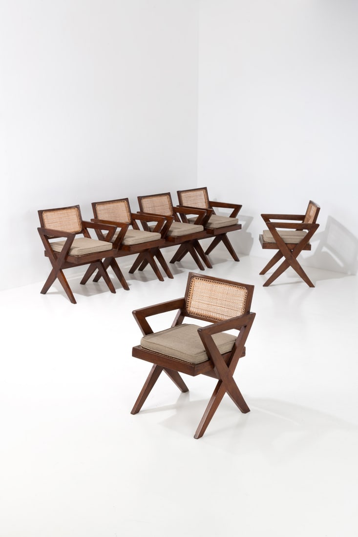 xx Pierre Jeanneret (1896-1967) Set of six 'Cross Easy chair' (1 of 1)