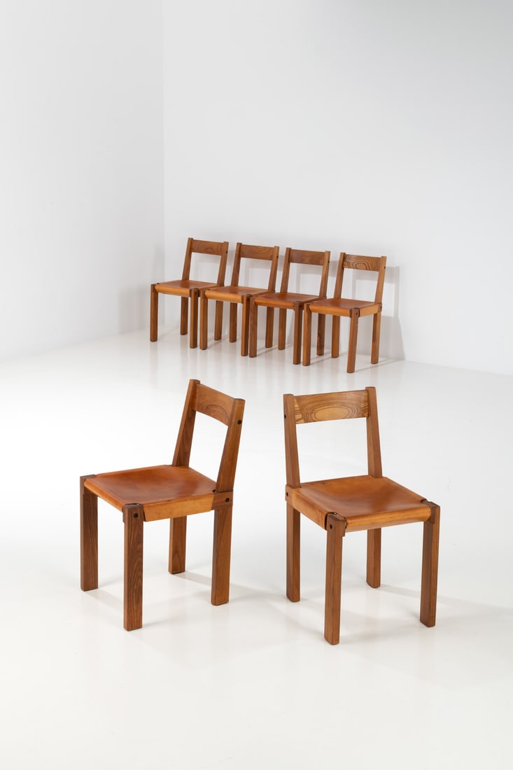 Pierre Chapo (1927-1987) Set of six chairs model S24 (1 of 1)