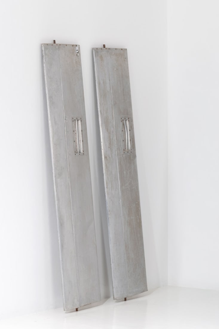 Le Corbusier (Charles-Édouard Jeanneret-Gris, 1887-1965) Set of two ventilation shutters: Le Corbusier (Charles-Édouard Jeanneret-Gris, 1887-1965)Set of two ventilation shuttersAluminumModel created circa 1958H 223 × L 45 × W 4 cmProvenance: Secretariat of the Palace of the Assembly and