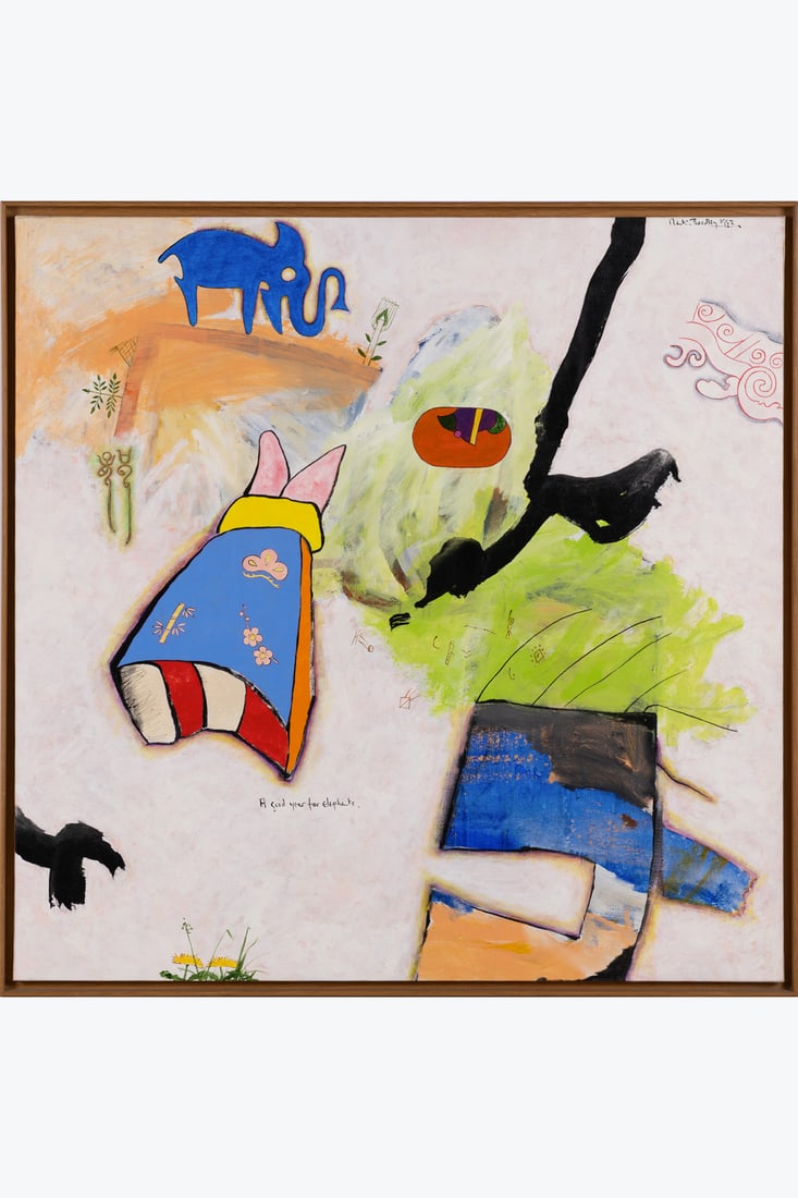 Martin Bradley (1931-2023) A good year for elephants, 1992 Acrylic on canvas Signed and dated upper (1 of 2)