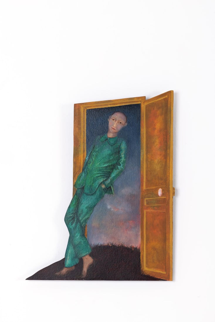 Jean-Claude Silbermann (born in 1935) Le point d’appui (The fulcrum), 1999 Oil on wood 50×: Jean-Claude Silbermann (born in 1935)Le point d’appui (The fulcrum), 1999Oil on wood50×38 cm