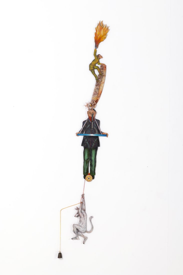 Jean-Claude Silbermann (born in 1935) Jacob's Comb, 1988 Oil on carved wood and bell Signed and: Jean-Claude Silbermann (born in 1935)Jacob's Comb, 1988Oil on carved wood and bellSigned and titled on the back of each element185 cm