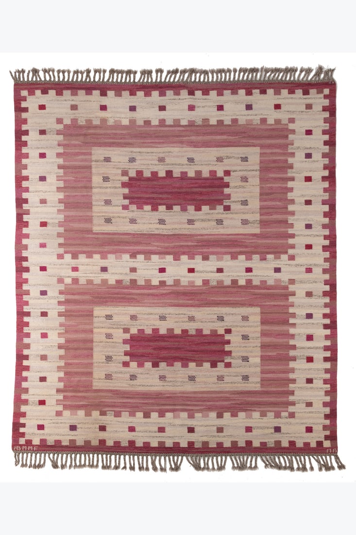 x Marianne Richter (1916-2010) Carpet - ‘Gråttagen’ Model: x Marianne Richter (1916-2010)Carpet - ‘Gråttagen’ ModelFlatweave woolEdited by Märta Måås-FjetterströmWoven monograms 'AB MMF MR' on the bottom leftand 'MB' on