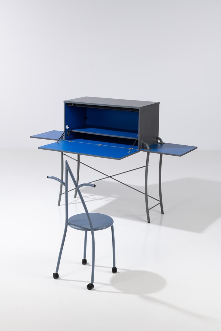 Philippe Starck (born in 1949) Desk and chair Lacquered steel and lacquered MDF Les 3 Suisses (1 of 3)