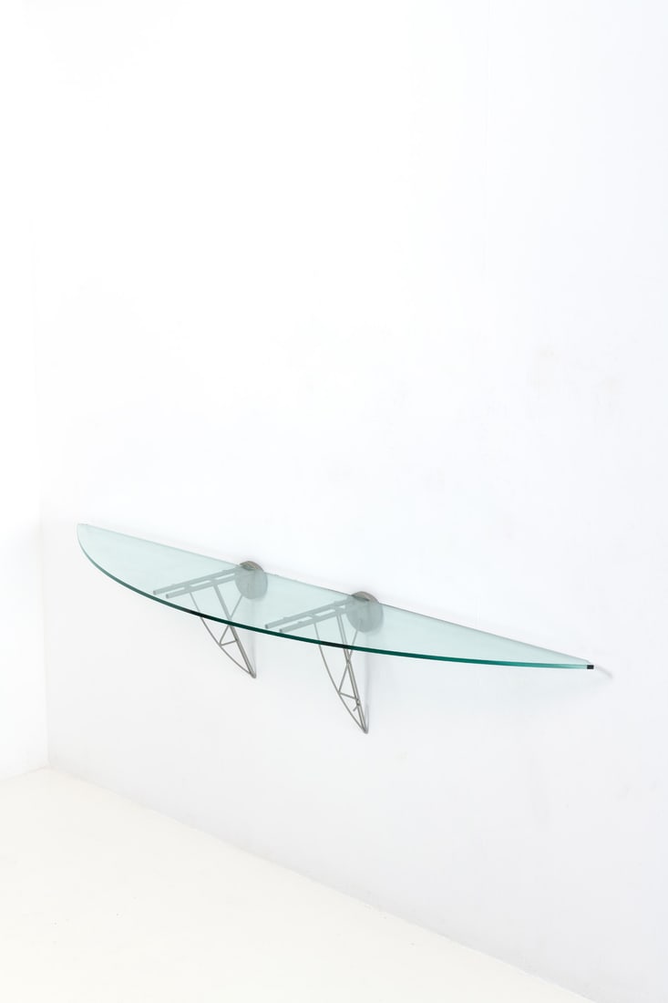 Elliott Littmann (20th century) Wall console Painted steel and glass Driade edition Publisher's (1 of 1)