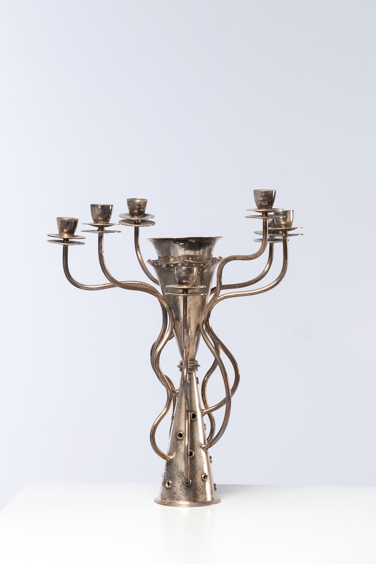 Borek Sipek (1949-2016) Chandelier - ‘Simon’ model Silver-plated metal Driade edition (1 of 1)