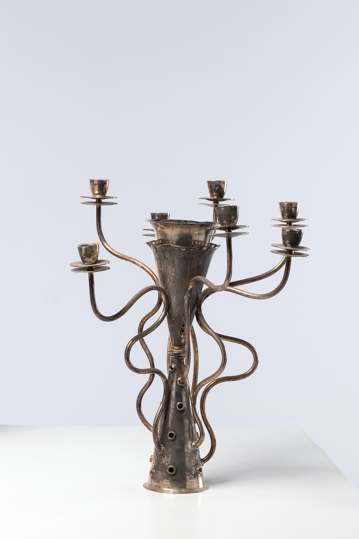 Borek Sipek (1949-2016) Chandelier - ‘Simon’ model Silver-plated metal Driade edition (1 of 1)